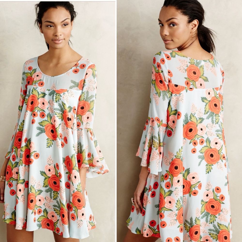 Anthropologie Paper Crown + Paper Rifle Co‎ Fluttered Blooms Swing Dress Small